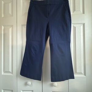 Navy Blue Flare-Leg Ankle/Cropped Pants